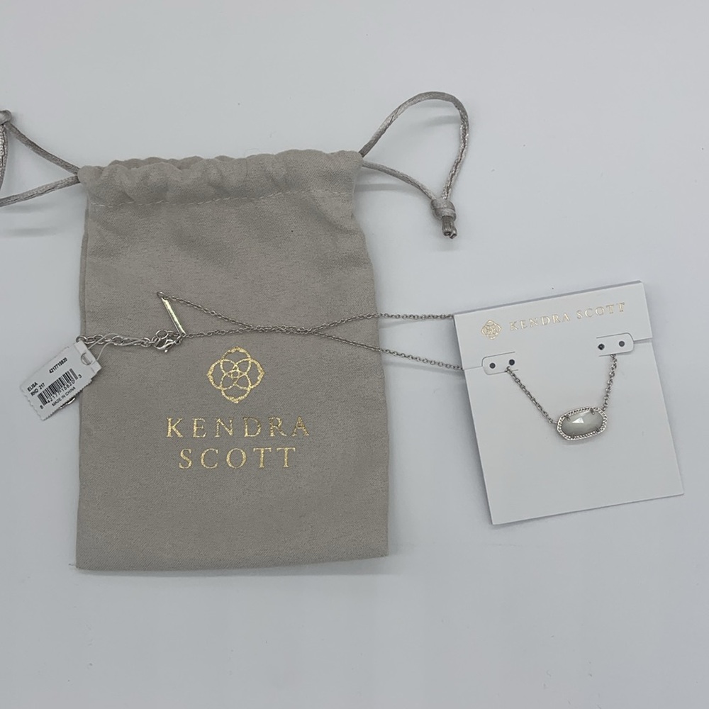 NWT Kendra Scott Elisa necklace silver Ivory Mother of Pearl - Picture 2 of 4